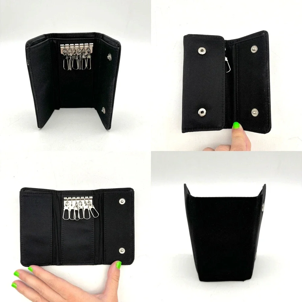 Vintage 90s Black Nylon 6 Ring Keytainer Key Wallet Unisex